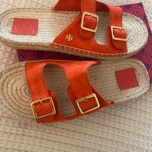 Tory Burch Orange Espadrille Shoes with Vibrant Style
